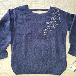 Beaded sweater with back strap